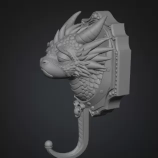 Grumpy Dragon Wall Hook STL File for 3D Print - Model thumbnail 9