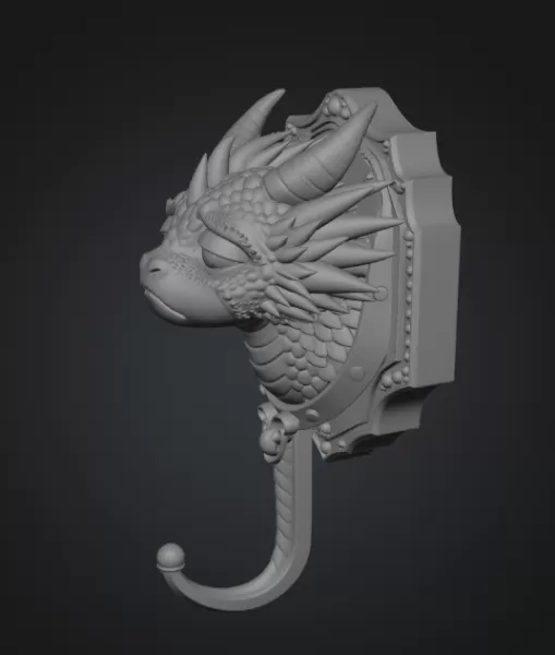 Grumpy Dragon Wall Hook STL File for 3D Print - Model preview 9