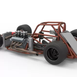 Supermodified front engine race car Base Version 3 Scale 1:25 - Model thumbnail 12