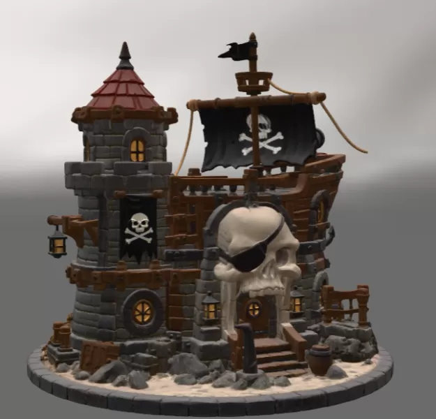 Pirate Skull Fortress STL File for 3D Print - Model preview 6