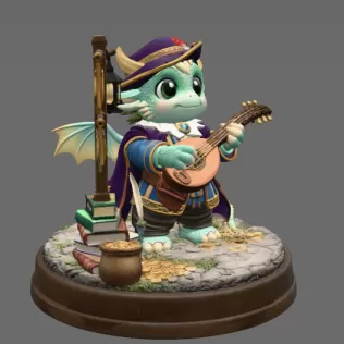 Mystic Bard Dragon STL File for 3D Printing - Model thumbnail 8