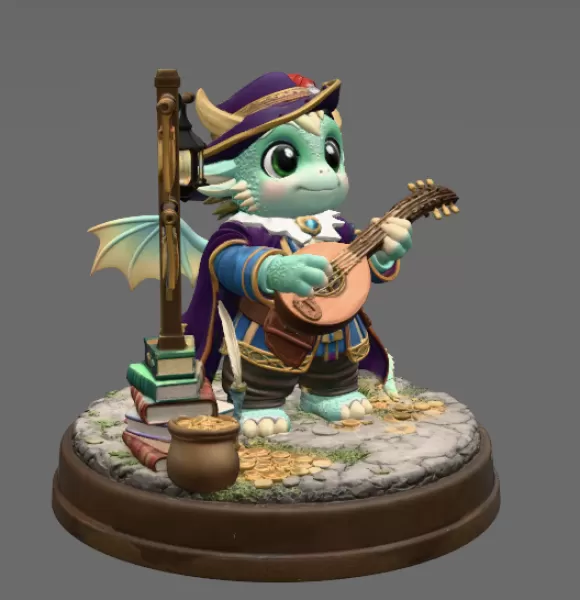 Mystic Bard Dragon STL File for 3D Printing - Model preview 8