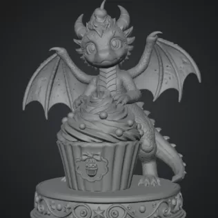 Cute Fantasy Dessert Dragon STL for 3D Printing - Model thumbnail 8