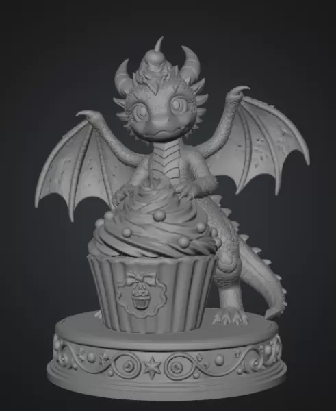 Cute Fantasy Dessert Dragon STL for 3D Printing - Model preview 8