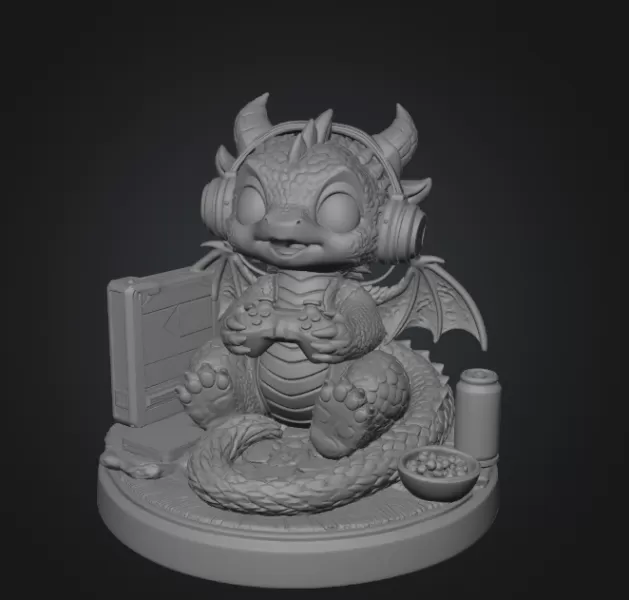 Gamer Dragon STL File for 3D Print - Model preview 5