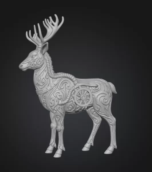 Steampunk Stag — Printable STL ( Collectible) - Model preview 1
