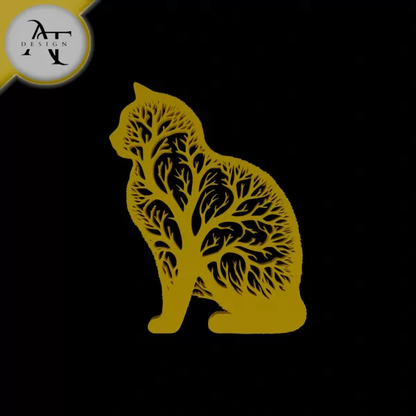Cat - Silhouette - 2D Wall Art Decor - Model preview 1