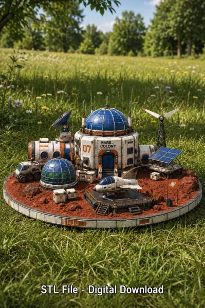 Mars Colony Command Base STL File for 3D Print - Model preview 2