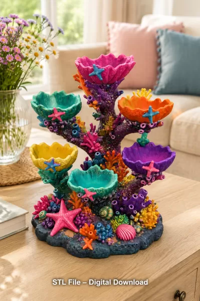 Colorful Coral Reef Tree Organizer STL File for 3D Print - Model preview 1