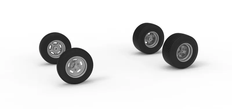 Wheel Set of Dirt Silver Crown Champ car Version 2 Scale 1:25 - Model preview 1