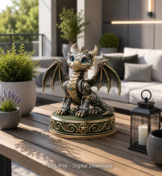 Mechanical Fantasy Dragon STL for 3D Printing - Model preview 2