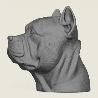 Pit Bull Dog Face Vase Print Ready 3D Model - Model thumbnail 4