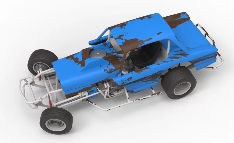 Vintage Dirt Modified stock car V10 while turning Scale 1:25 - Model preview 4