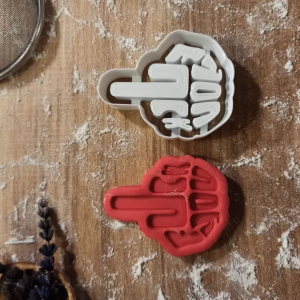 Rude Middle Finger Cookie Cutter; F*ck You, for Mean People - Model preview 2
