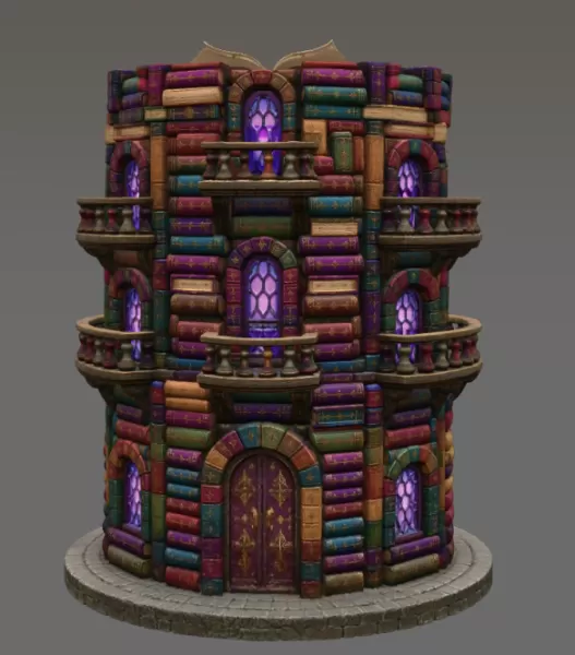📚 Enchanted Library Tower STL File for 3D Print - Model preview 4
