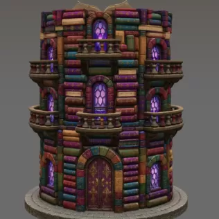 📚 Enchanted Library Tower STL File for 3D Print - Model thumbnail 4