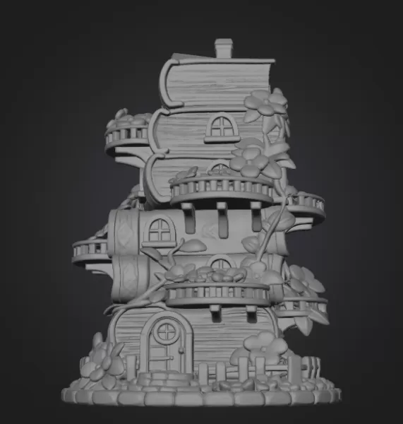Enchanted Book Tower House STL File 3D Printable - Model preview 7