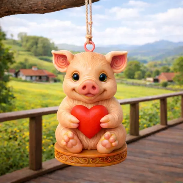 Cute Cute Pig Ornament - Pendant with heart - Model preview 7