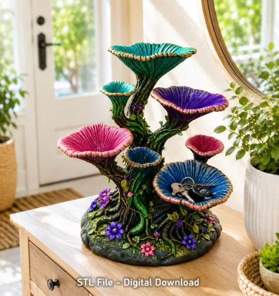 Enchanted Floral Tree Organizer STL File for 3D Print - Model preview 2