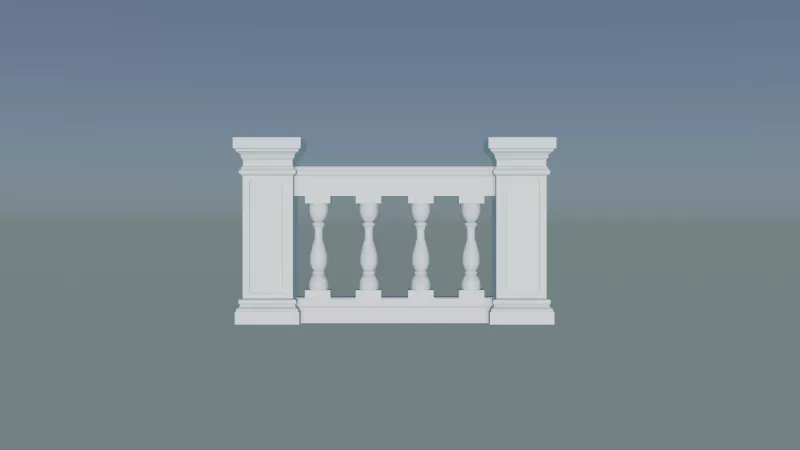 Architectural Balustrade – Resin Miniature Railing - Model preview 4