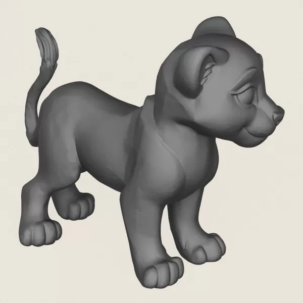 Lion Cub Print Ready 3D Model - Model preview 4