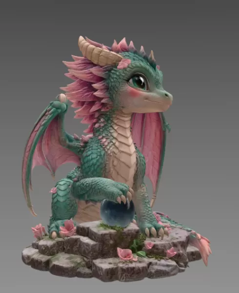 Blossom Baby Dragon STL File for 3D Print - Model preview 6