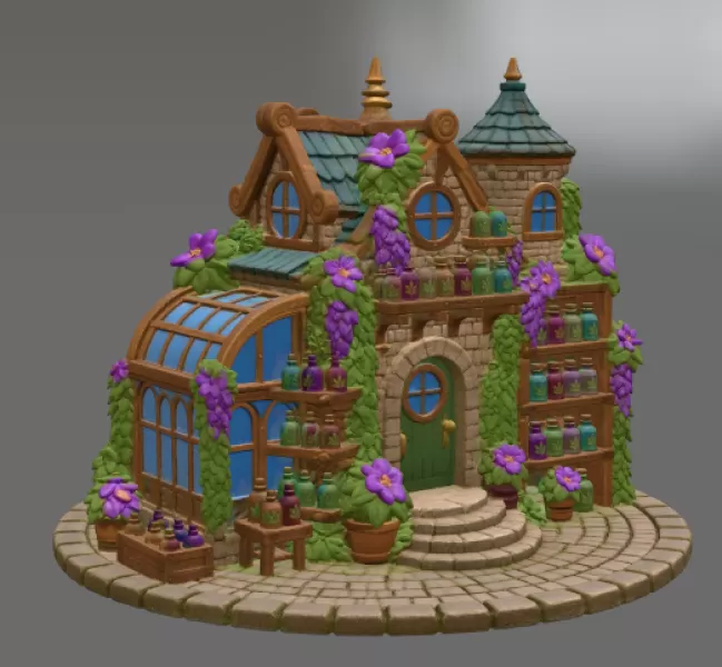Enchanted Herbalist Cottage STL File for 3D Print - Model preview 9