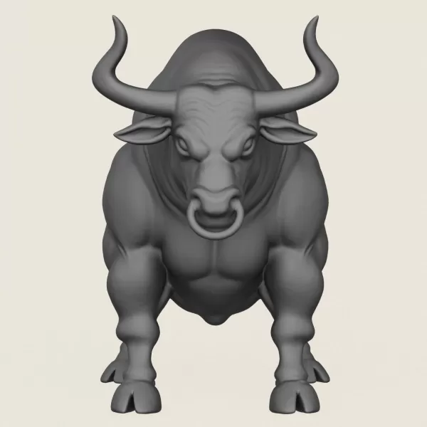 Muscular Young Bull Print Ready 3D Model - Model preview 2