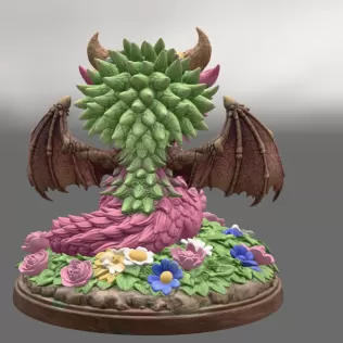 Cute Flower Dragon STL File 3D Print - Model thumbnail 5