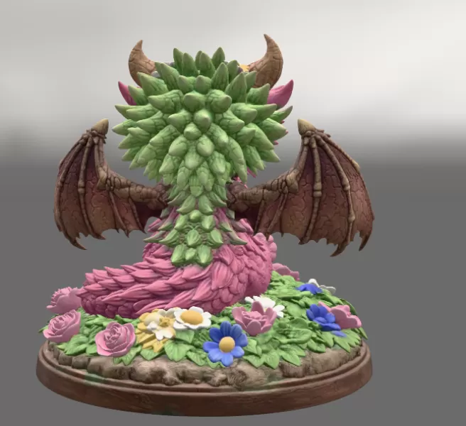 Cute Flower Dragon STL File 3D Print - Model preview 5
