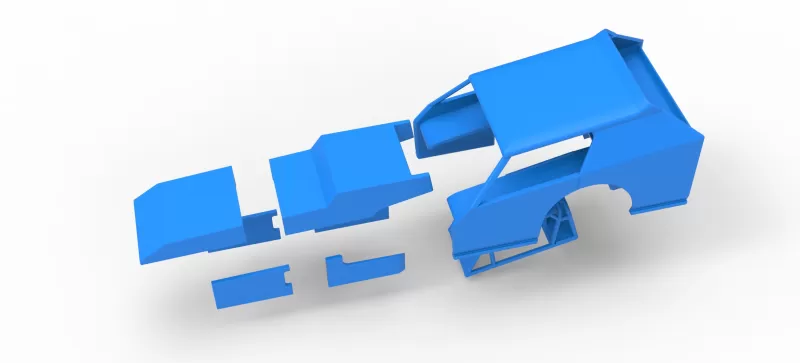 Shell of Vintage Dirt Modified stock car Version 8 Scale 1:25 - Model preview 15