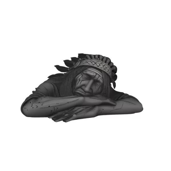 Unhappy Native Indian Character Figurine Expressive Tribal Emoti - Model preview 3