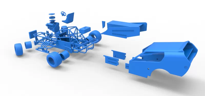 Vintage Dirt Modified stock car Version 4 while turning 1:25 - Model preview 30