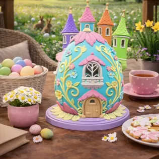 Fantasy Egg Castle House - STL File 3D Printable - Model thumbnail 2