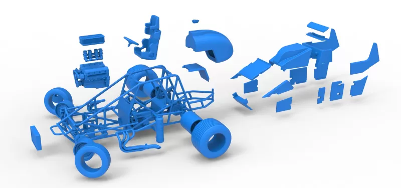 Dirt Silver Crown Car while turning Scale 1:25 - Model preview 28