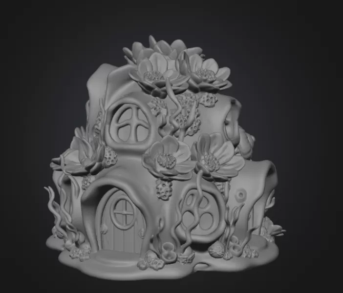 Fantasy Underwater Cottage STL File for 3D Printing - Model preview 8