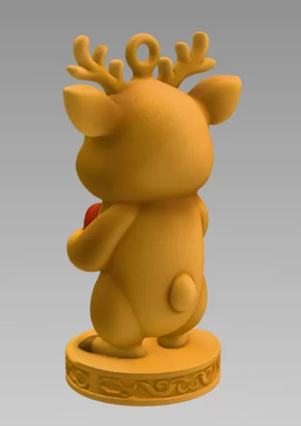 Cute Deer with Heart – 3D Printable STL File - Model preview 5