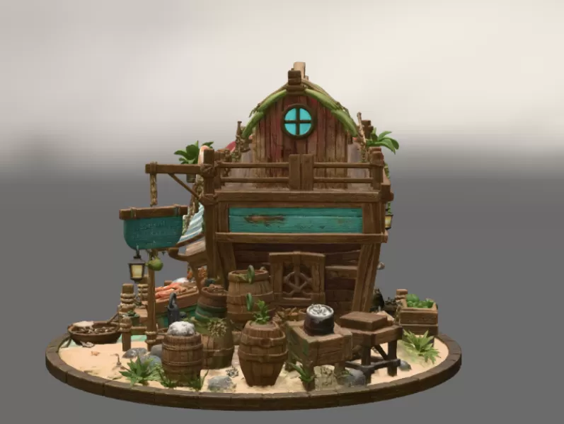 Floating Fish Market Boat STL File for 3D Print - Model preview 9