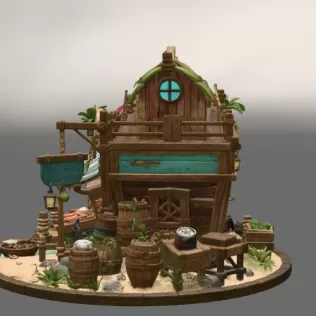 Floating Fish Market Boat STL File for 3D Print - Model thumbnail 9