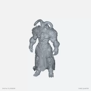 Ram-Horned Armored Knight Statue - STL - Model thumbnail 2