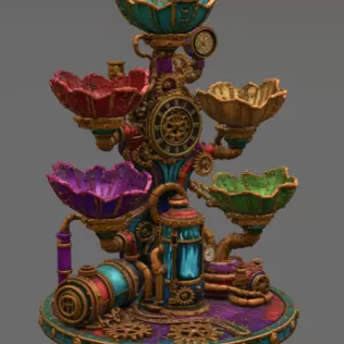 Steampunk Lotus Jewelry Organizer STL File for 3D Print - Model thumbnail 13