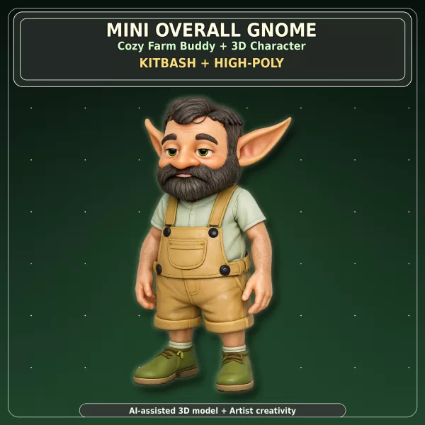 Garden Gnome Character Pack – Fantasy Garden Worker Kitbash - Model preview 16