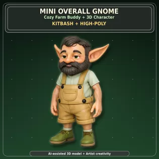 Garden Gnome Character Pack – Fantasy Garden Worker Kitbash - Model thumbnail 16