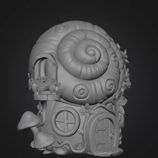 Enchanted Snail Shell Cottage STL File 3D Printable - Model preview 11