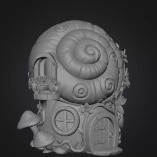 Enchanted Snail Shell Cottage STL File 3D Printable
