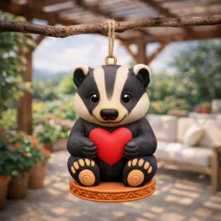 Cute Badger STL File – 3D Printable Valentine Figurine - Model thumbnail 6