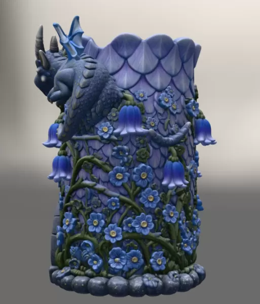 Enchanted Dragon Flower Tower Vase - Model preview 9