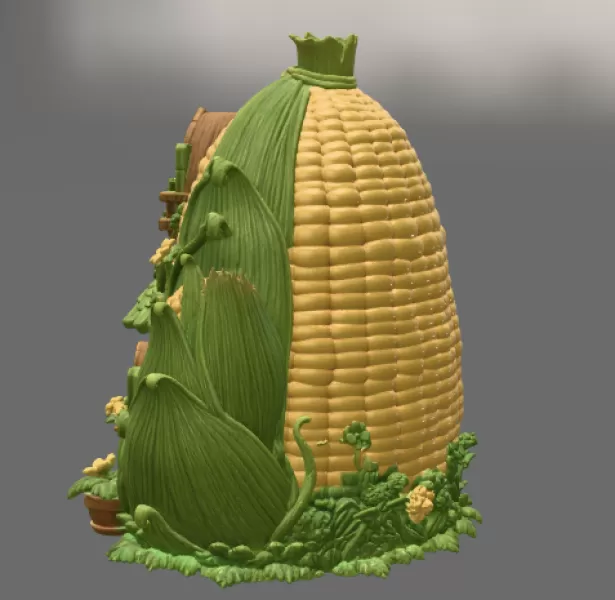 Corn Cottage STL File for 3D Print - Model preview 5