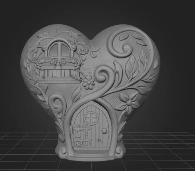 Fantasy Heart Fairy House - STL File 3D Printable - Model preview 12