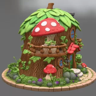 Enchanted Tree House Cottage STL File for 3D Print - Model thumbnail 10